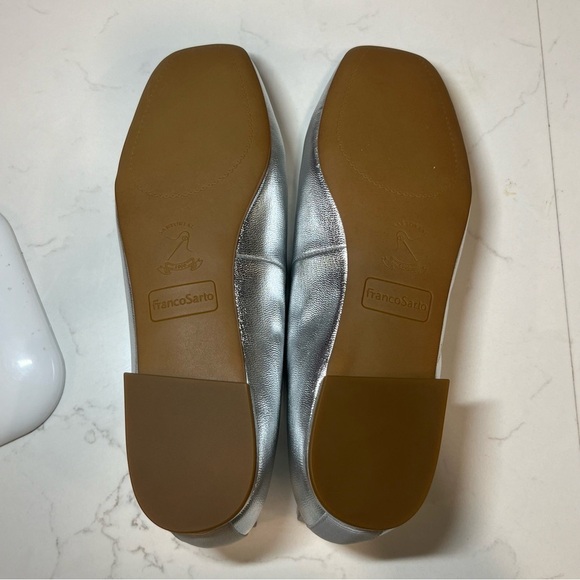 Franco Sarto Ariel Silver Square Toe Ballet Flats 10W - Picture 8 of 10
